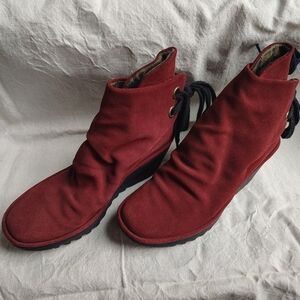 Fly London Burgundy Lace Up Boots